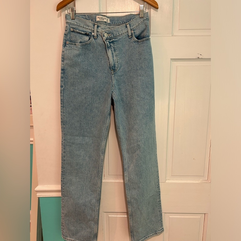 Light Blue Denim cross over jeans (ultra high rise)